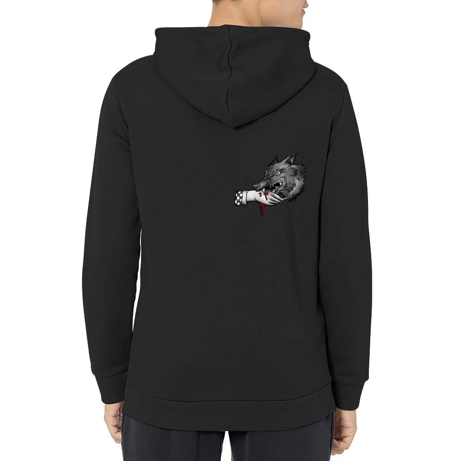 

Wolf Traditional Tattoo Black and White Hoodie aesthetic clothing men's sweat-shirt man hoodie