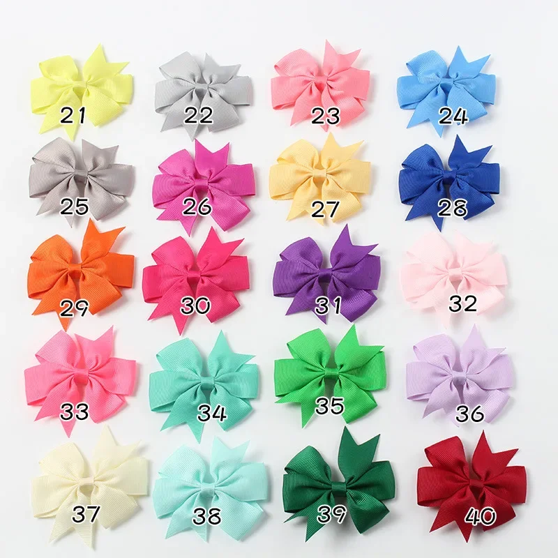 20pcs/lot Girls Ribbon Bow Clips Hairpins Alligator Metal Hair Bows Clip Headwear Children Hairbows Head Accessories