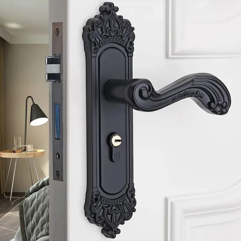 

Indoor Antique Door Lock Zinc Alloy Solid Wood Door Handle Hardware Black Apartment Door Home Hardware Deadbolt