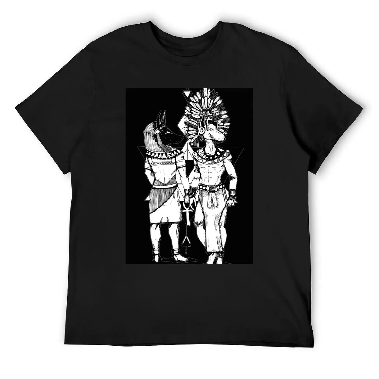 Anubis and Mictlantecuhtli (black) T-Shirt plus size tops anime stuff fitted t shirts for men