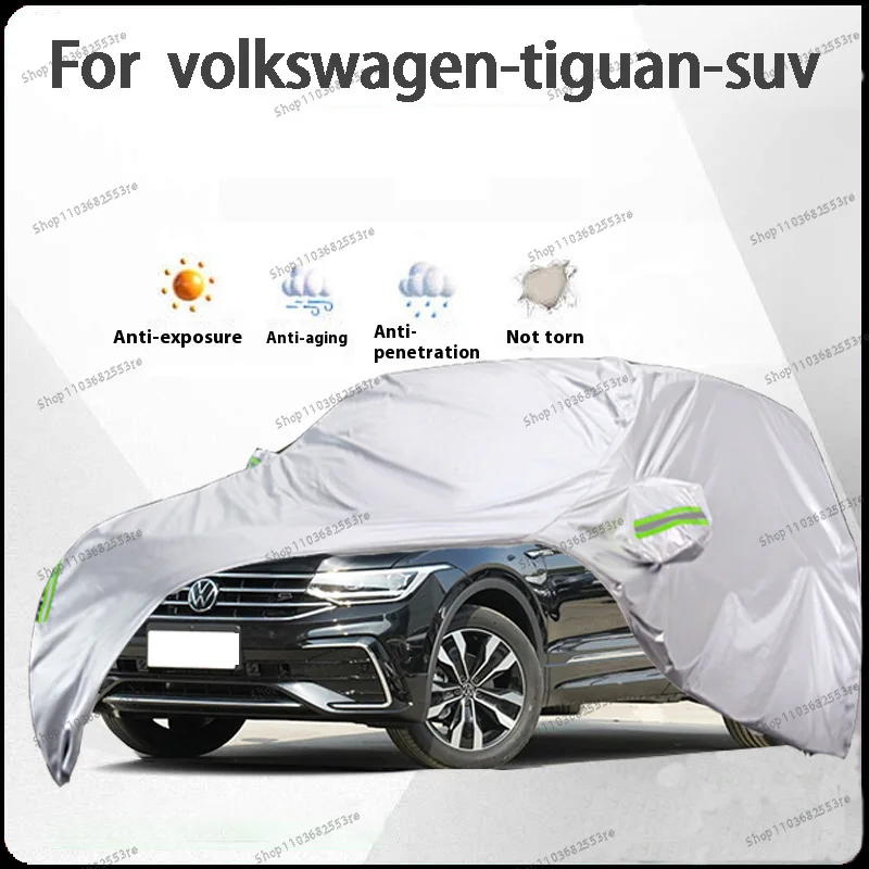 

Чехол для автомобиля Volkswagen Tiguan Fit — водонепроницаемый, пылезащитный, солнцезащитный козырек (УФ), снегозащитный | Серебряное полное покрытие с защитой в течение всего дня