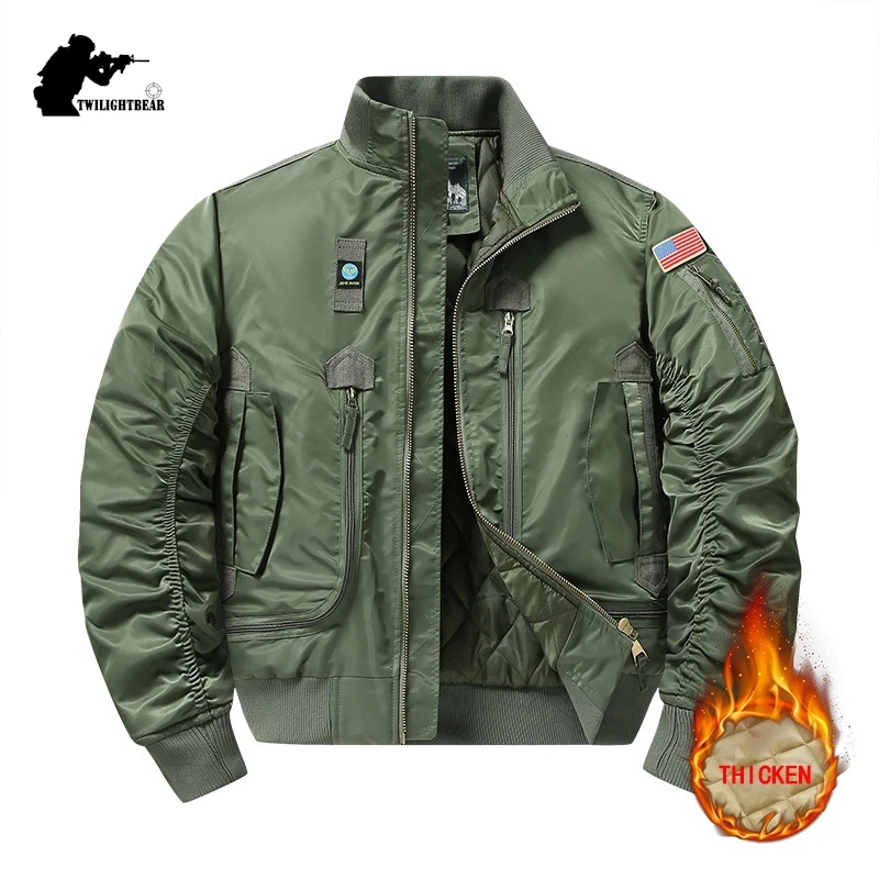 Winter MA1 Men's Bomber Jacket Thicken Oversized Cotton-padded Jacket Men Clothing Streetwear Casual Parkas