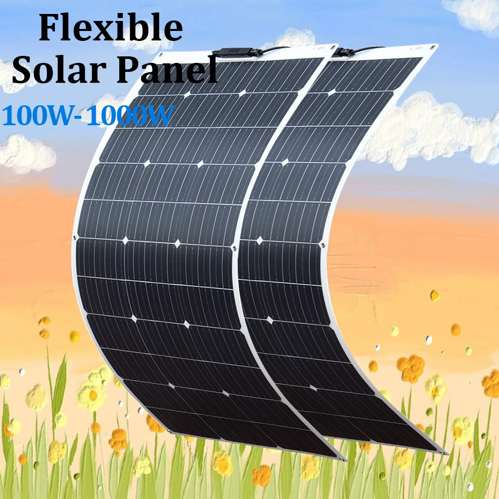 Flexible Solar Panels Photovoltaic Solar Panel 100 W 200W 300W 400W 500W 1000W for Camping Car balcony 12V 24V battery Charger