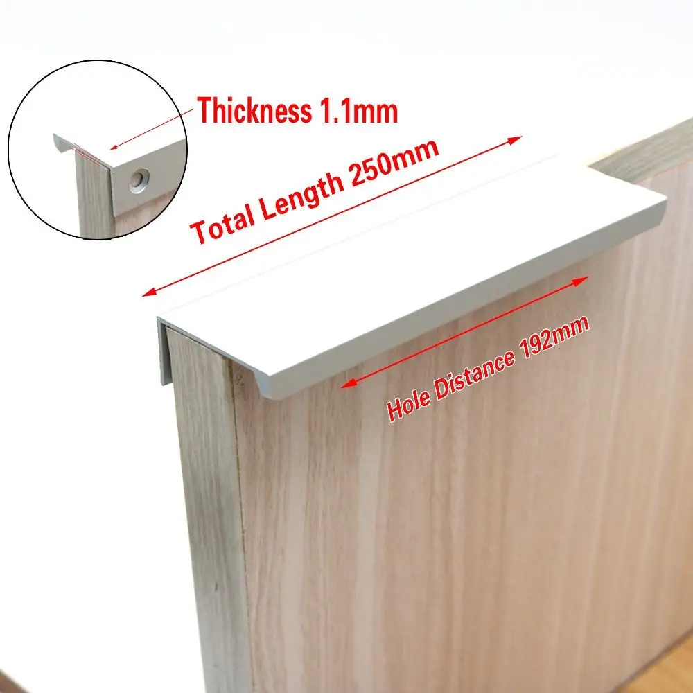 Long Pull Hidden Handles Furniture Hardware Kitchen Cupboard Cabinet Pulls White Black Gold Aluminum Alloy Drawer Knobs Home DIY