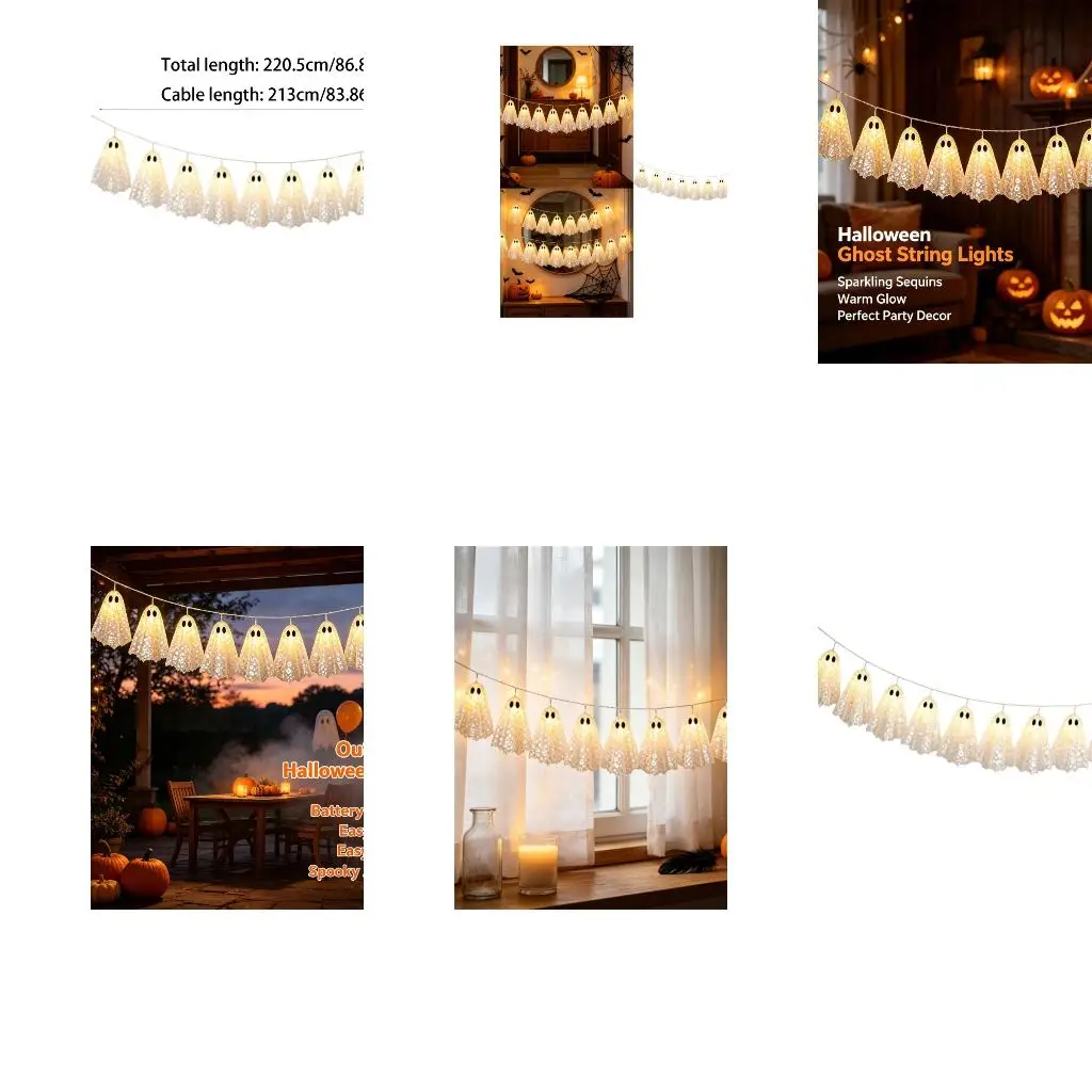 Halloween Room Figure Lights, 10 Hanging Figures with Gentle Yellow Light for Entry Frames, Curtains, Railings and Display