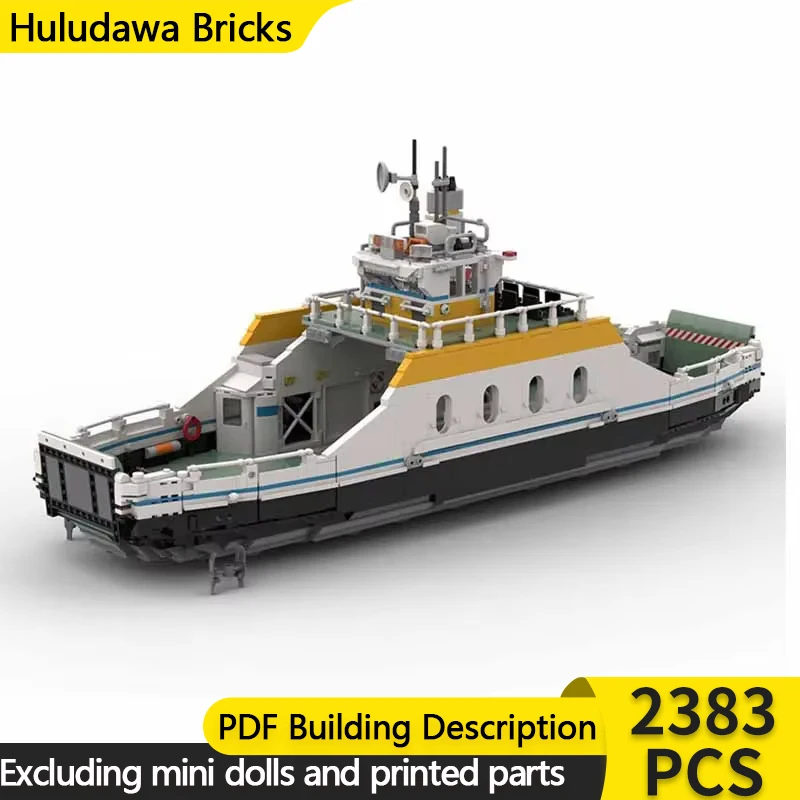 City Service Boat Model MOC Building Bricks Medium Sized Car Ferry Modular Technology Gifts Holiday Assemble Children Toys Suit