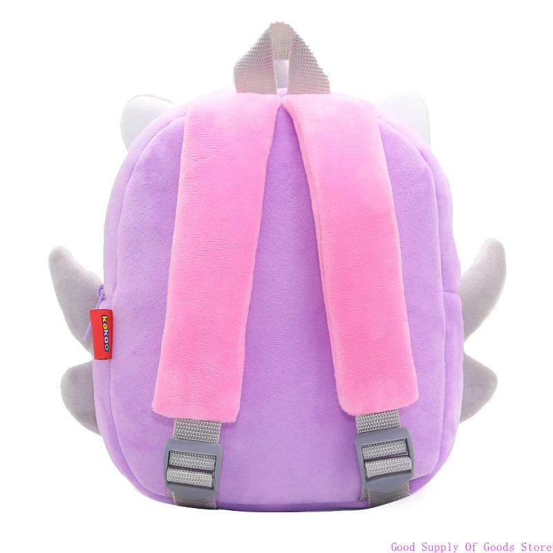 Mochila escolar para meninas, linda unicórnio roxo, mochila infantil de pelúcia, bolsa escolar de jardim de infância