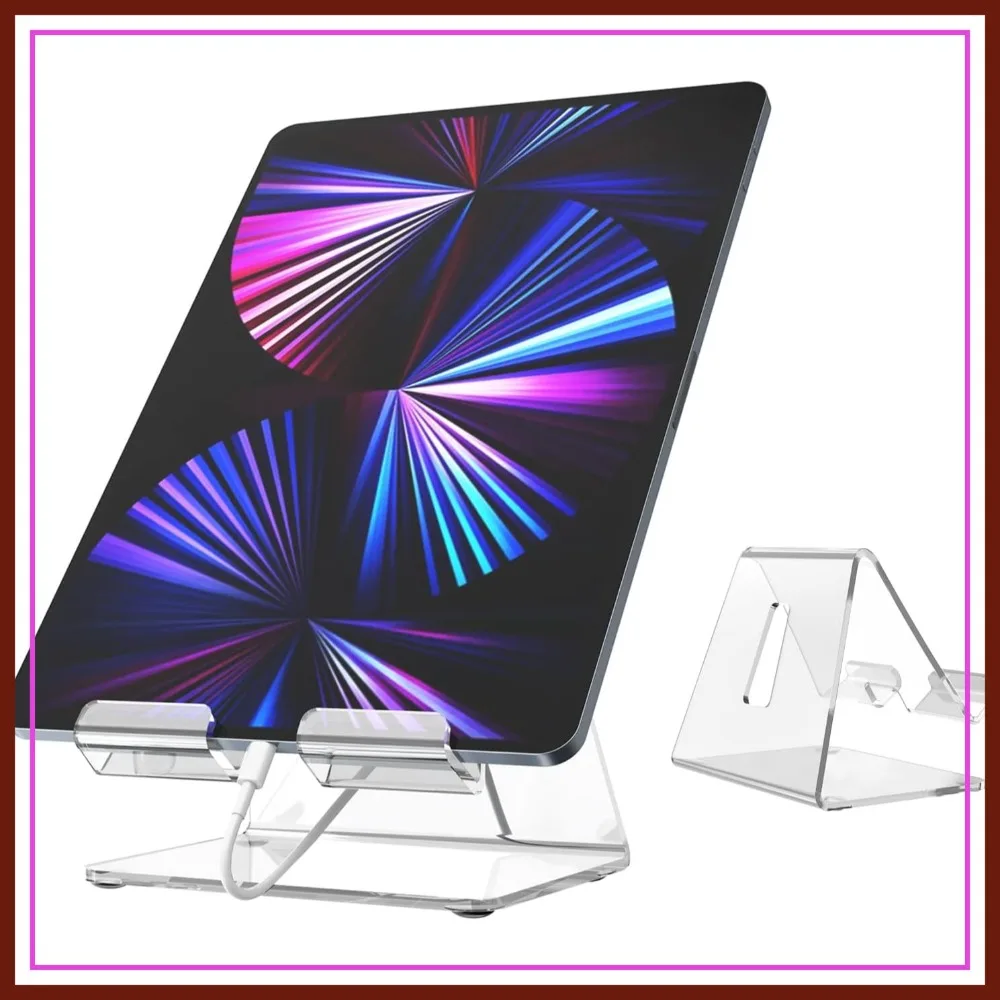 

Acrylic Desk Stand, Clear Tablet Holder, Desktop iPad Stand, Compatible with Tablets 4-13 inch