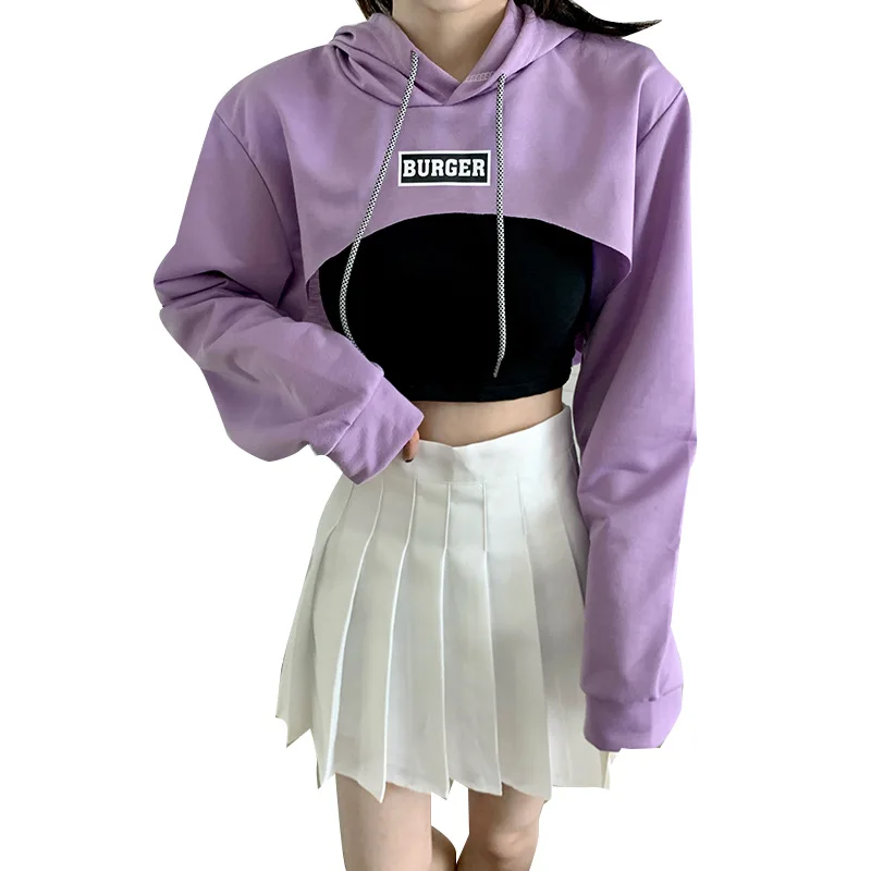 2022 Spring Autumn Short Hoodies Y2k Clothes Sweatshirts Grunge Sexy Bodysuit High Waist Hip Hop Dance Long Sleeve Streetwear