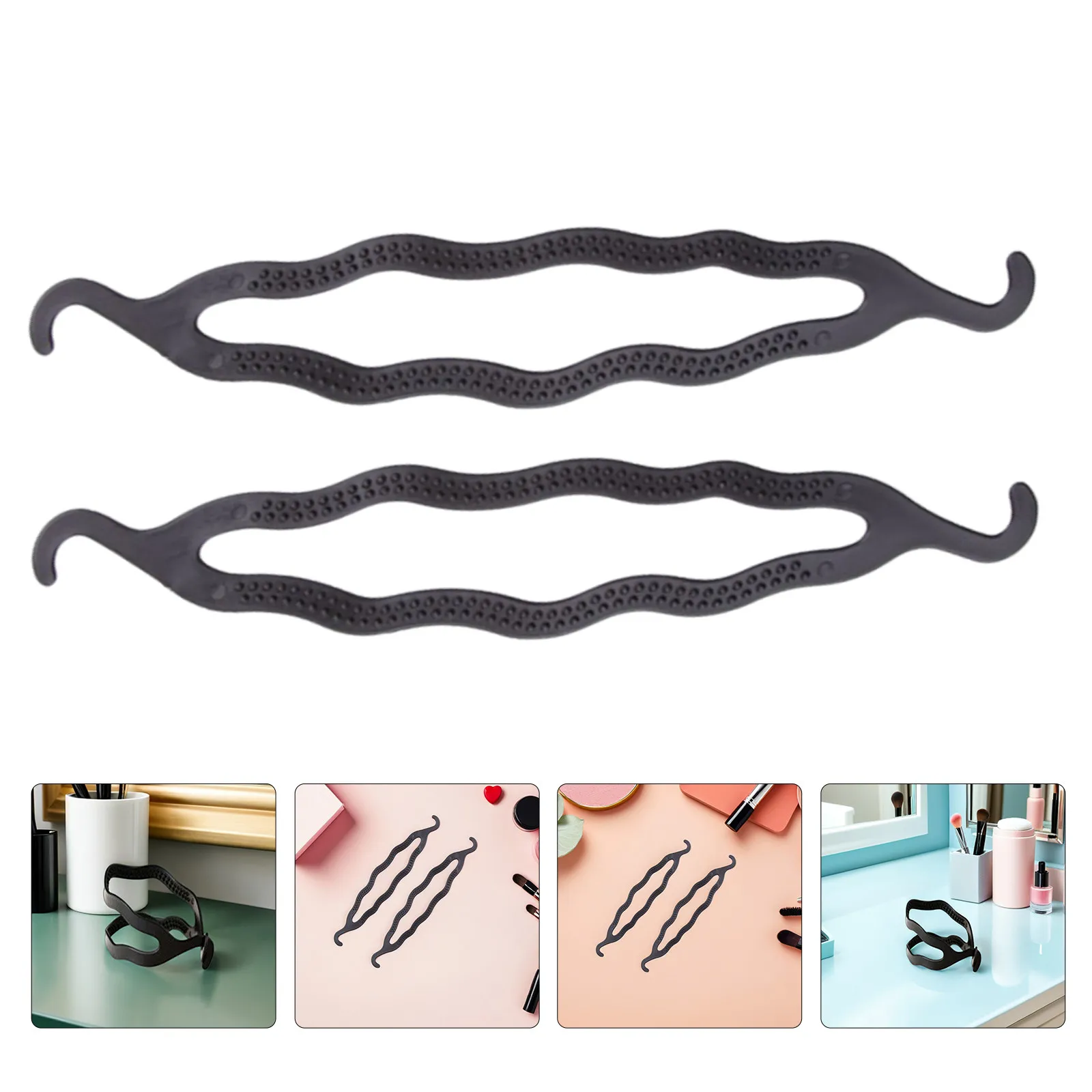 

20Pcs Hair Bun Maker Black Plastic Donut Styler Double Hook Secure Hold Quick Elegant Chignon Hairpiece Women Girls Hair Styling