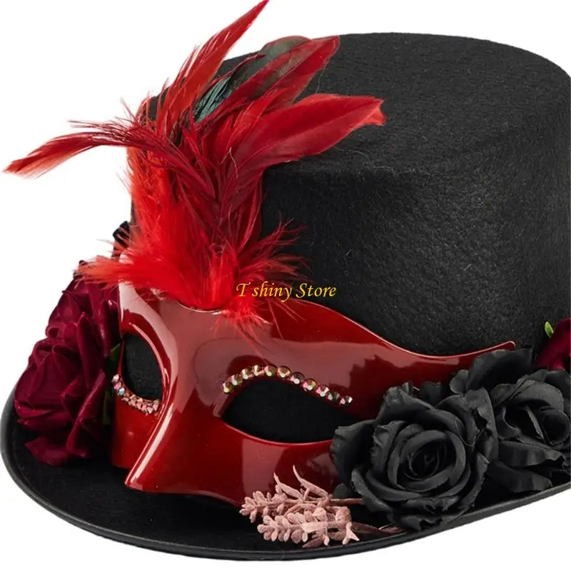 N58F Gothic Mask Hat For Men And Women For Festivals And Photo Comfortable Wear