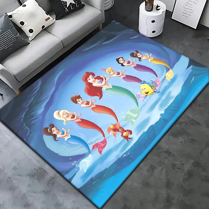 The Little Mermaid HD PrintedCarpet Rug for Living Room Bedroom Decoration Picnic Camp Kitchen Carpet Crawling Carpet