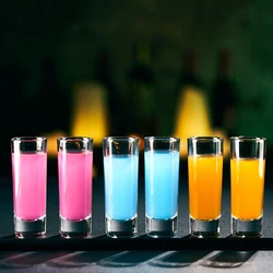 6pcs Set 2 oz Vintage Small Foreign Wine Cups Transparent Thick Bottomed Baijiu Shot Glass Set Bar Specific 60ml Wine Glasses