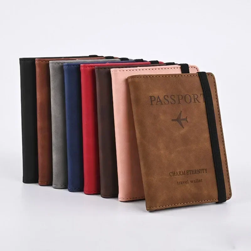 Women Men Travel Passport Holder Cover Case PU Leather Credit ID Card Holder Case Ticket Protective Wallet Bags