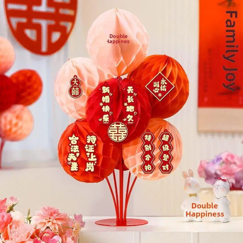 Wedding Decorative Honeycomb Ball Table Floating Column Living Room Floor Standing Decoration Wedding Room Cloth Festive Gifts