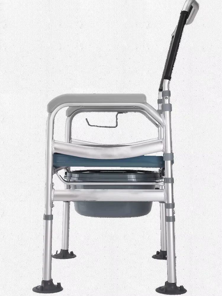 Aluminum Metal Frame Height Adjustable Bathroom Anti-Slip Commode Chair for Elderly and Disabled