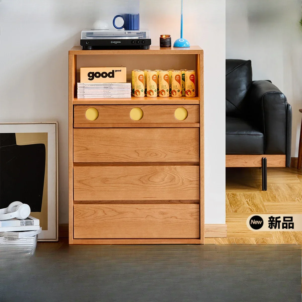 

Furniture Cherry wood chest of drawers Retro small apartment Bedroom Living room Solid wood locker Multifunctional storage cabin