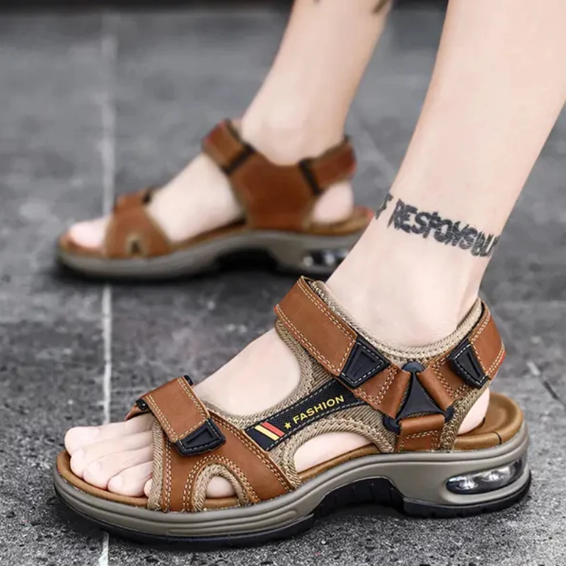 

Сандалии мужские с круглым носком, легкие босоножки в стиле ретро, удобная обувь на танкетке, толстая подошва, большие размеры