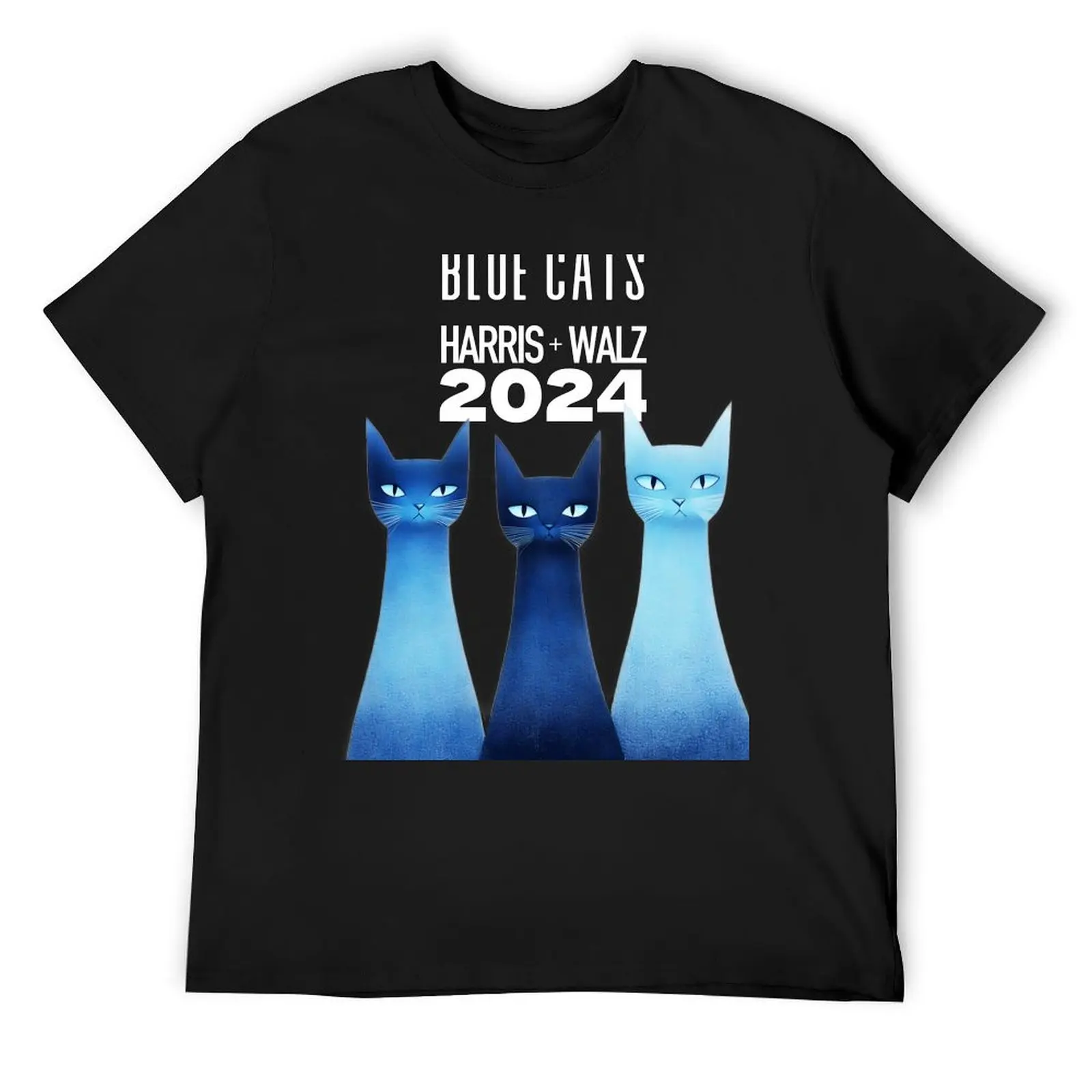 Blue Cats: Cat Ladies Rejoice…. Paws for Unity Harris Walz 2024 on a Dark Background T-Shirt