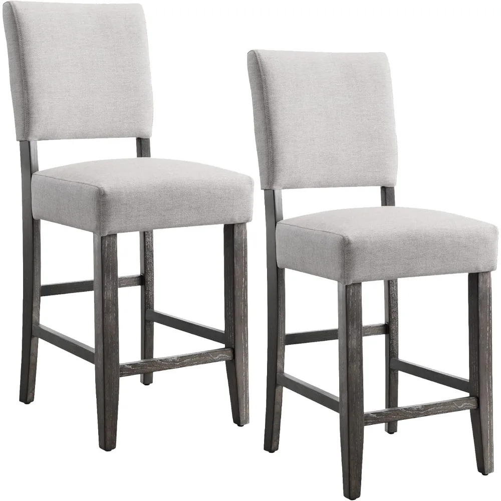 

Home 10086BB/HG Upholstered Back Counter Height Stool with Wood Base, Set of 2, for Kitchen Counters and Islands