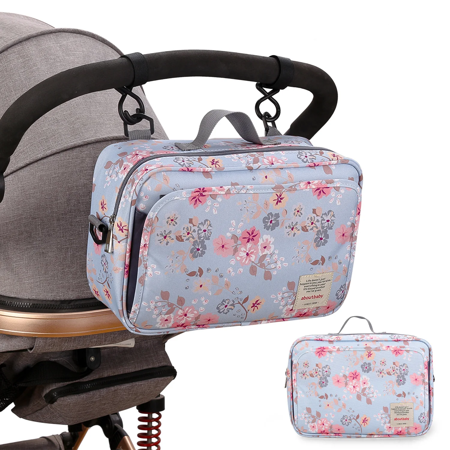 Baby Diaper Bag For Stroller Storage Wet/Dry Disposable Carrying Diaper Clothes Handbag With Hooks Shoulder Strap Mommy Bag