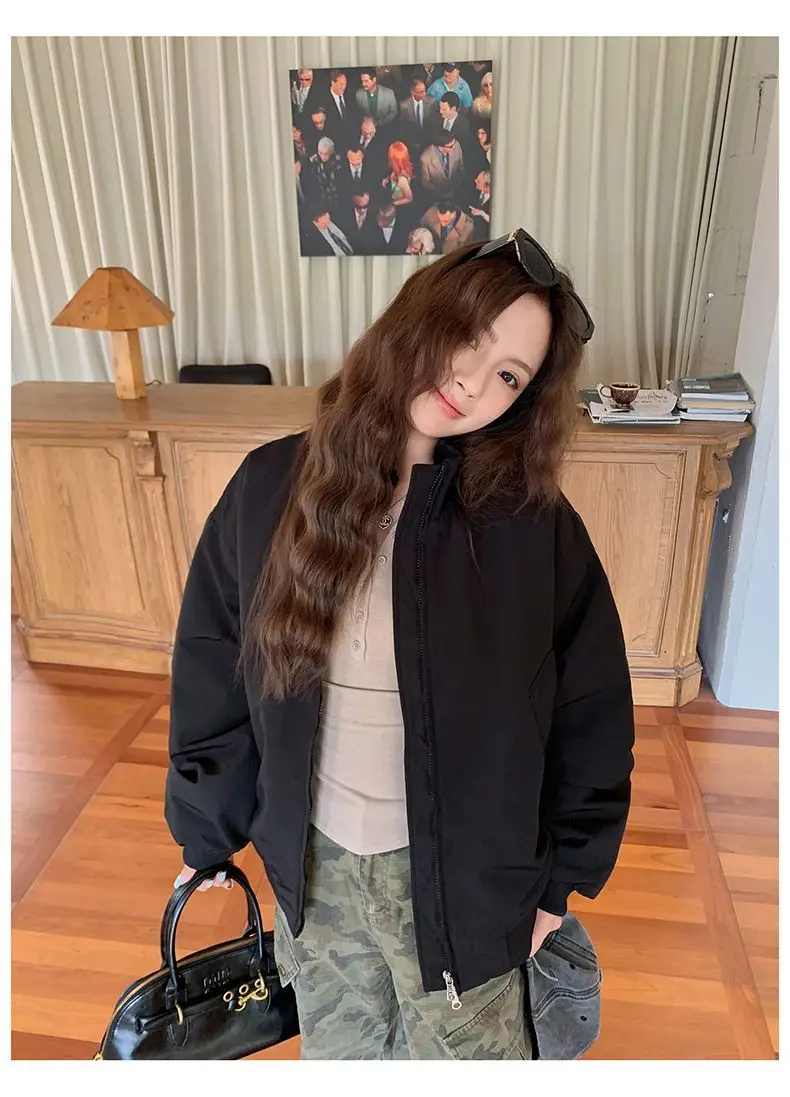 

Куртки-бомберы для мотоциклов, женские осенние декоративные многослойные простые шикарные каваи, милые классические субкультуры, расслабленные, для отдыха, теплые