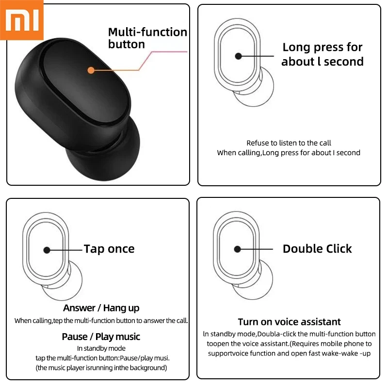 Xiaomi Redmi Airdots 2 auricolari Mi Original Xiaomi True Wireless Headphones Bluetooth Air Dots Headset TWS auricolari Control