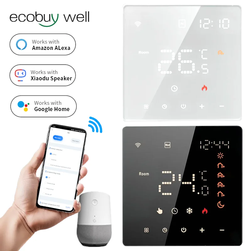 

Tuya умный Wi-Fi термостат для подогрева пола, термостат для теплого пола, пульт дистанционного управления температурой для Google Home Alexa