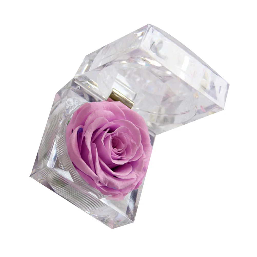 1 pçs eternidade rosa preservada flor luz roxa decoração para sala de estar quarto aniversário de casamento rosa presentes