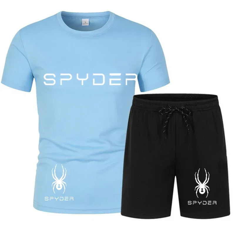 Conjunto de camiseta e shorts estampados masculino, roupa esportiva de secagem rápida, conjunto esportivo casual elegante, verão, 2024