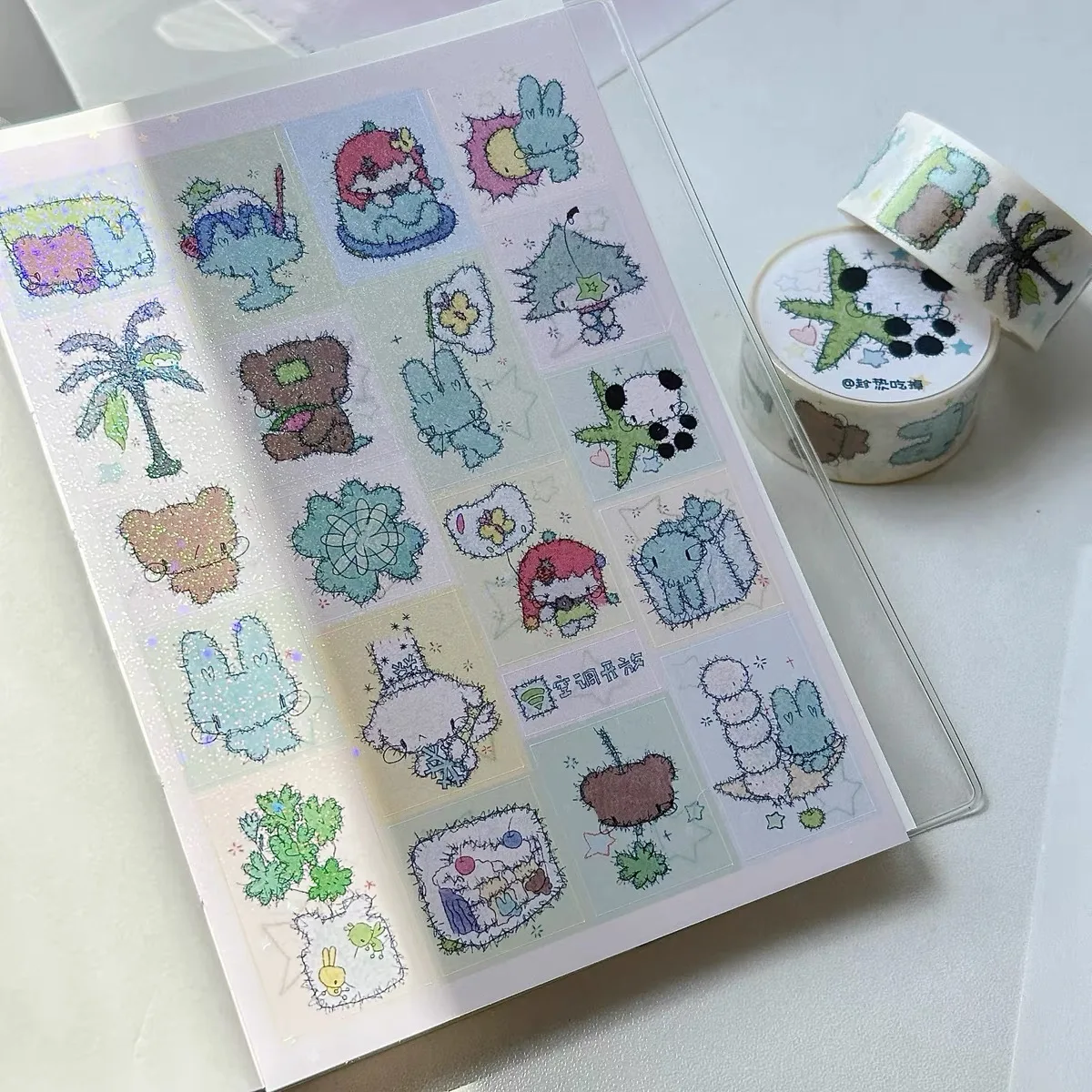Cartoon animal panda cute design stickers hand account available