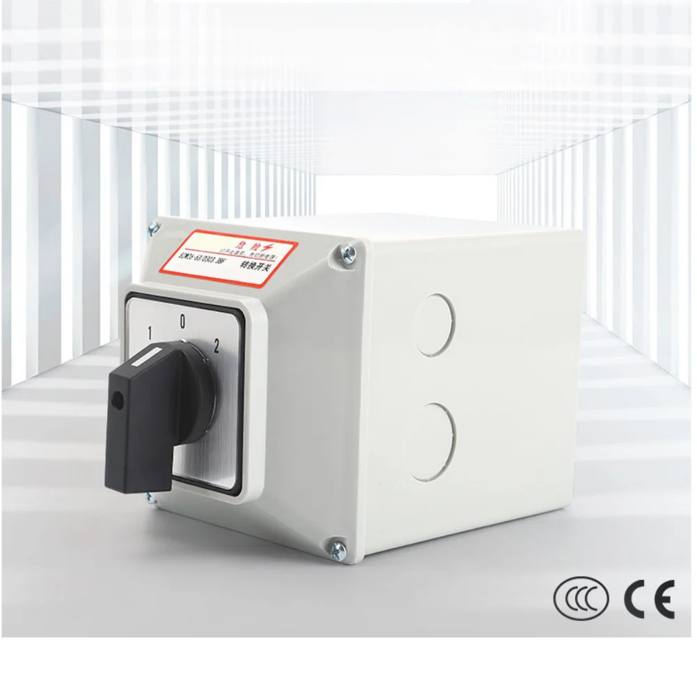 3 Position 3 Section ChangeOver Switch 63A with Protective Enclosure Rated IP65 for Industrial Power Circuit Transfer