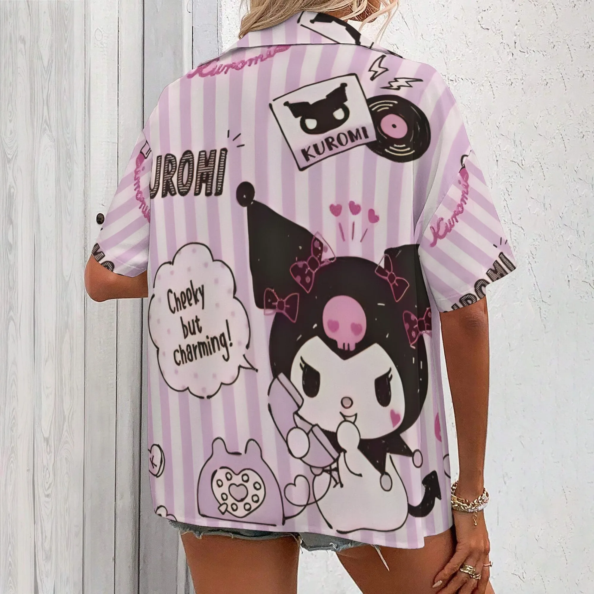 الملابس الكورية الشعبية Kuromi قميص رسالة المرأة تي شيرت ملابس امرأة تي شيرت للنساء مراجعات الكورية العديد من ملابس الفتيات