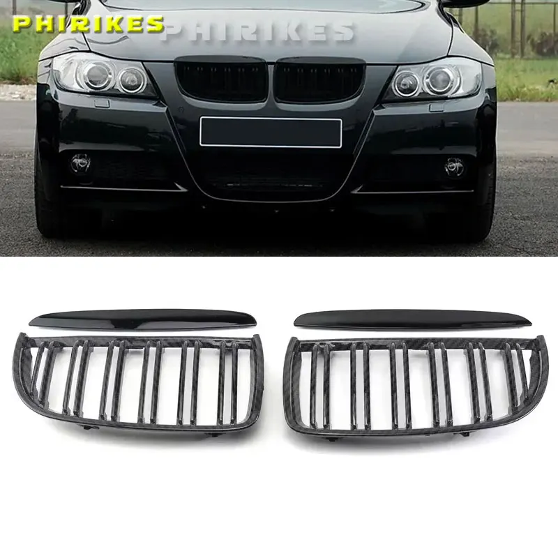 Parrilla delantera negra brillante color M compatible con BMW Serie 3 E90 E91 2005 - 2008 325xi 320i 325i 325i 328i 330i 335i xDrive