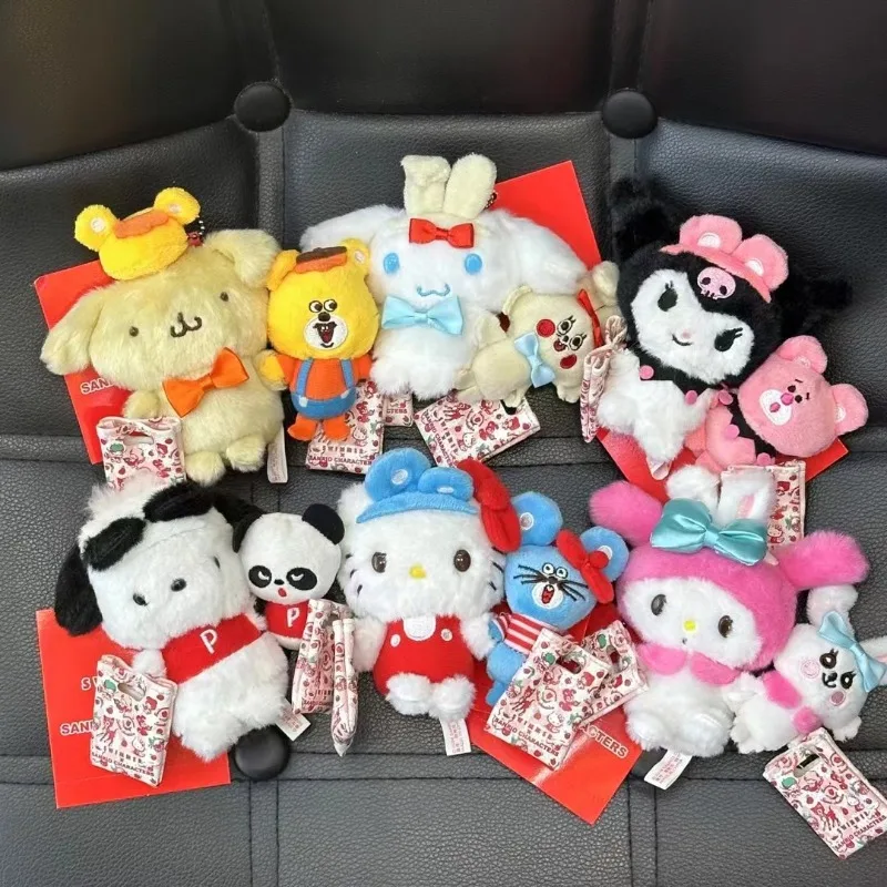 

10 см Sanrios пловец совместного бренда Hellokittys Kuromi кулон My Melody Cinnamoroll плюшевая кукла сумка подвесной брелок детский подарок