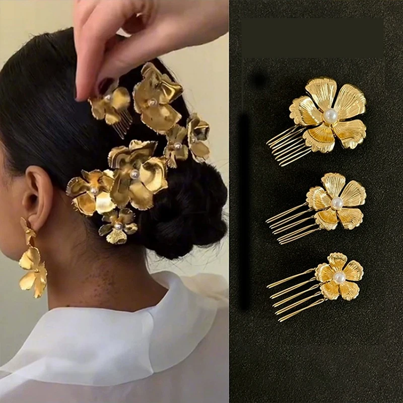 

2/3Pcs Deluxe Pearl Flower French Style Hair Comb For Women Retro Court Luxury Noble Hairclip Elegant Fashion Hair Accessories