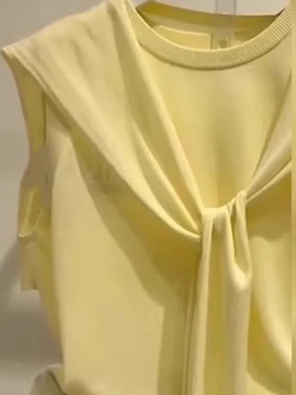 ファッショナブルな夏のニット肩巻きトップス、ラウンドネック、スリム、ハイエンド婦人服、通勤、韓国版