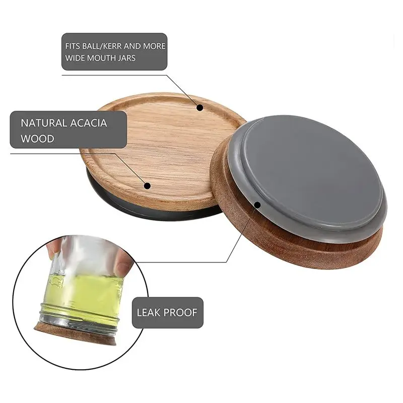 12 Pack All Sealed Wooden Storage Lids Set,Wooden Lids For Ball,Kerr Jars,Food Grade Material,Airtight For Jars 72Mm-B61B