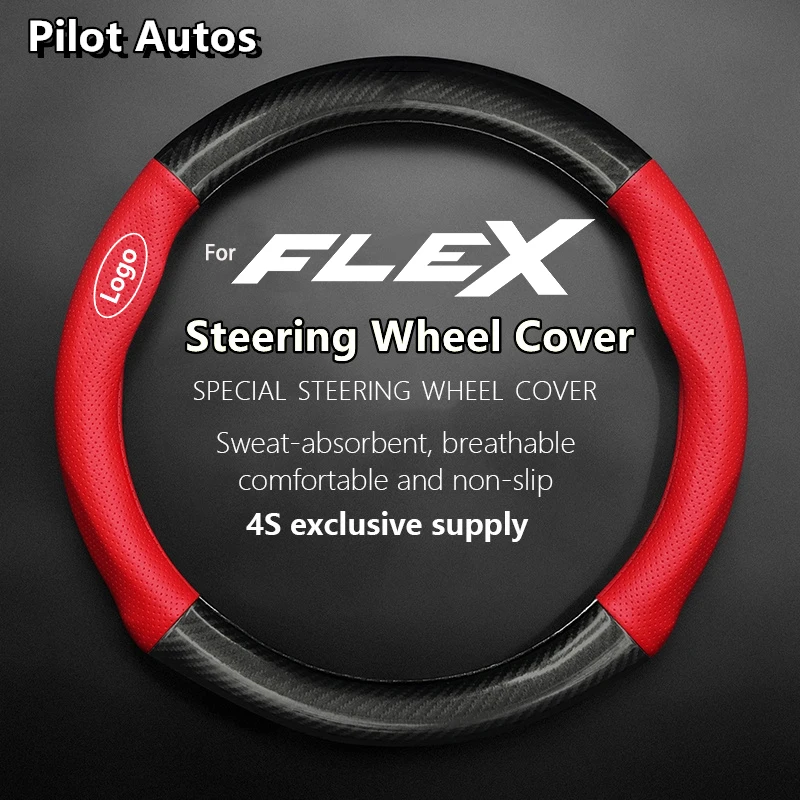 For Flex Steering Wheel Cover Genuine Leather Carbon Fiber Summer Winter Women Man