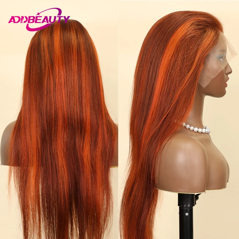 Straight Lace Frontal Wigs Human Hair for Women Brown Highlight Ginger 13x4 Hd Lace Front Human Hair Wig Skinlike Lace Front Wig