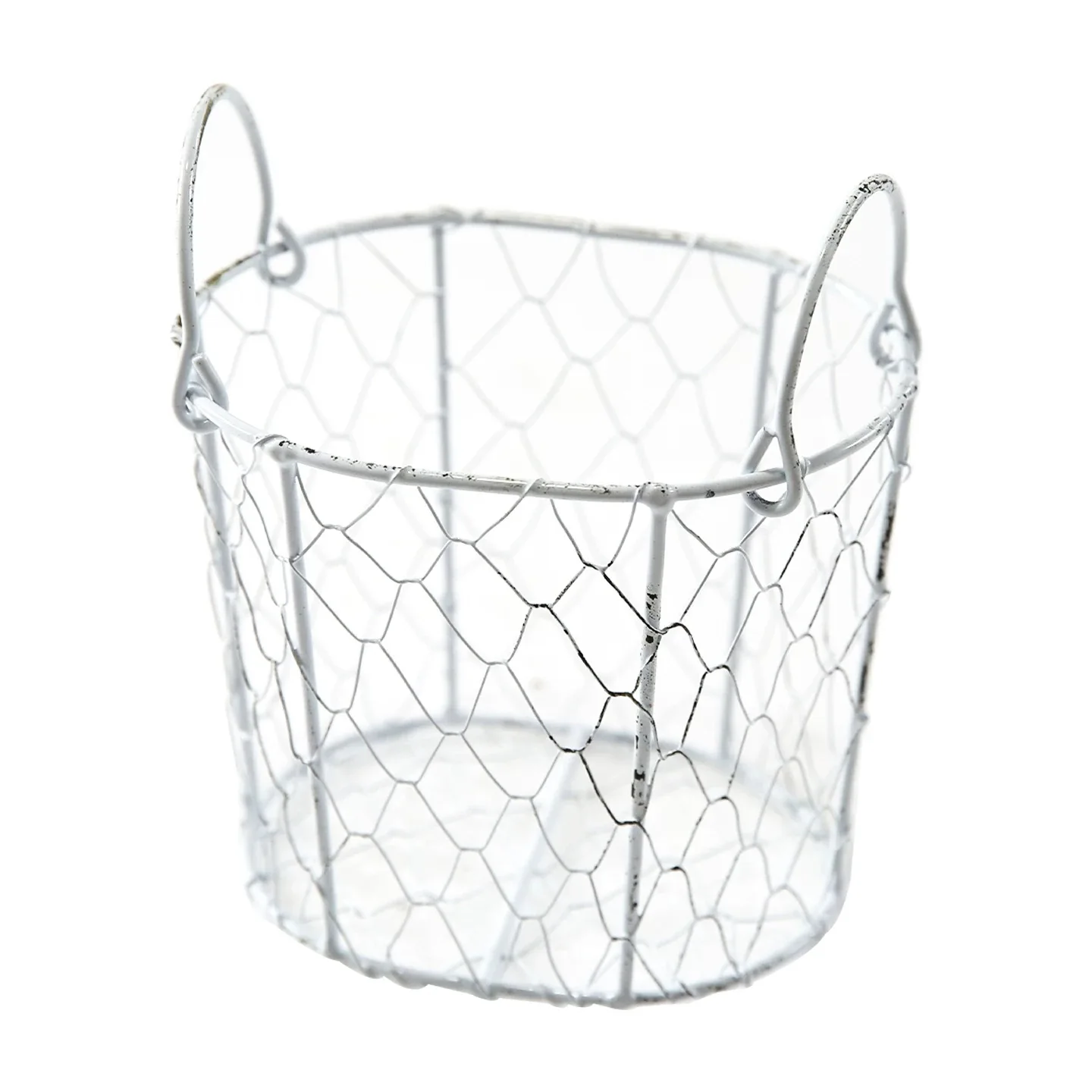 

Vintage White Wire Basket for Garden & Home, Distressed Metal Storage Bin for Plants, Herbs, Flowers, Farmhouse Decor