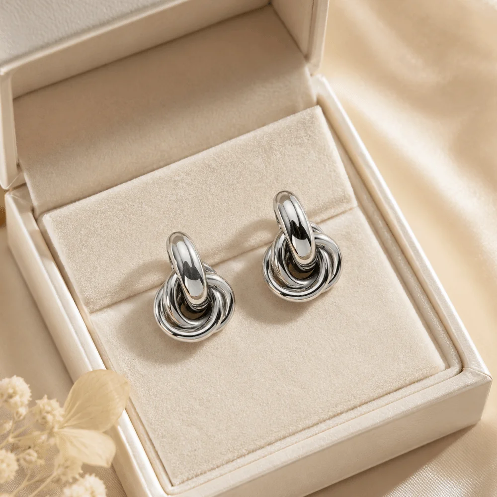 Simple Geometric Knot Earrings Irregular Chunky Style Twist Earrings Multi-layer Design Vintage Drop Earrings Punk Style