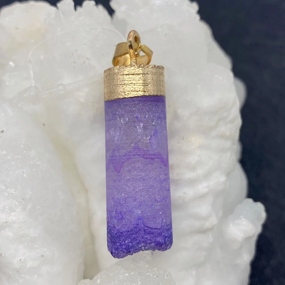 Wykwintne naturalny kamień cylindryczny nieregularny wisiorek 13-40mm urok kryształ matowy biżuteria naszyjnik DIY kolczyki akcesoria