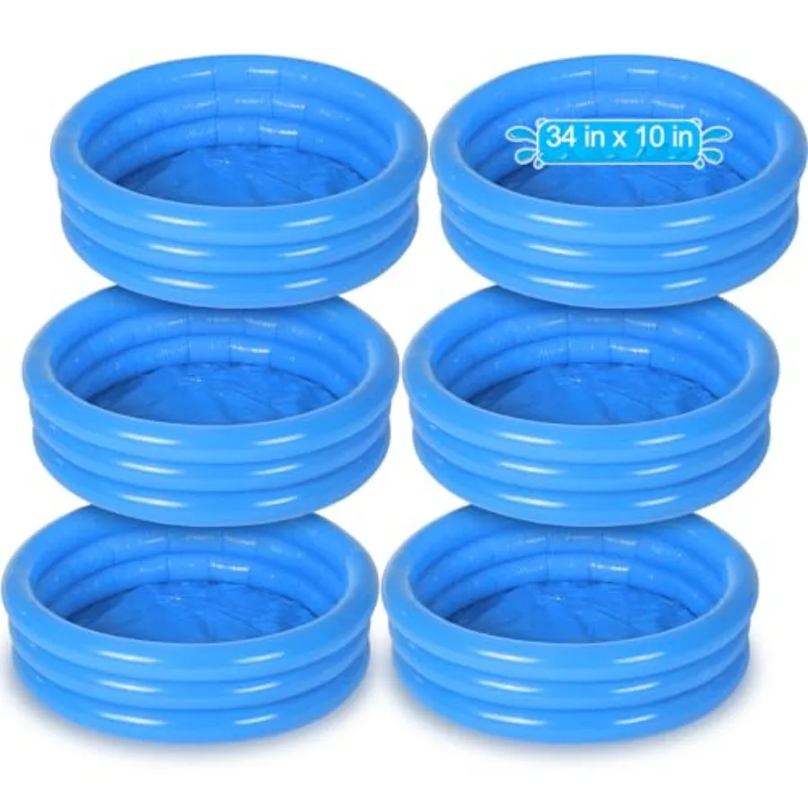 

6 Pack Kiddie Pool for Toddler 34 x 10 Inch Inflatable Swimming Pool Small Baby Blow up 3 Rings Round Baby Padding Ball Pond fo