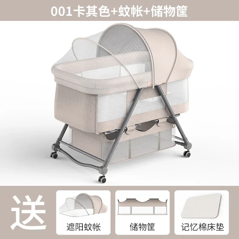 

Portable Baby Crib Multifunctional Folding Baby Bed Splicing Queen Bed Baby Cradle Bed Bb Anti-overflow Milk