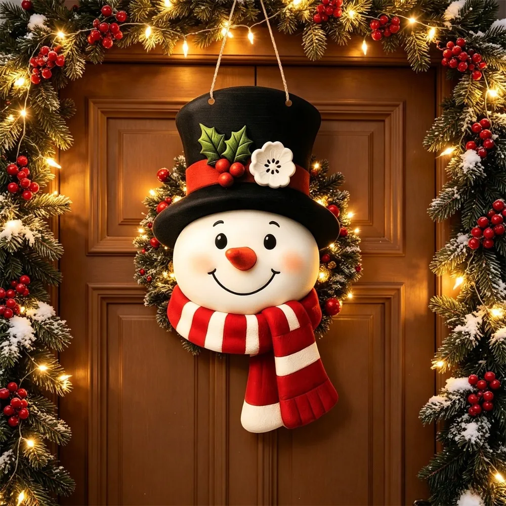 Farmhouse Christmas Winter Snowman Wreath