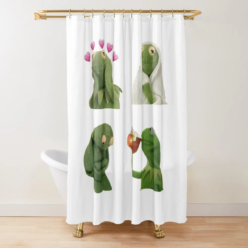 

Kermit meme set Shower Curtain Bathtub Waterproof Shower Luxury Bathroom Curtain