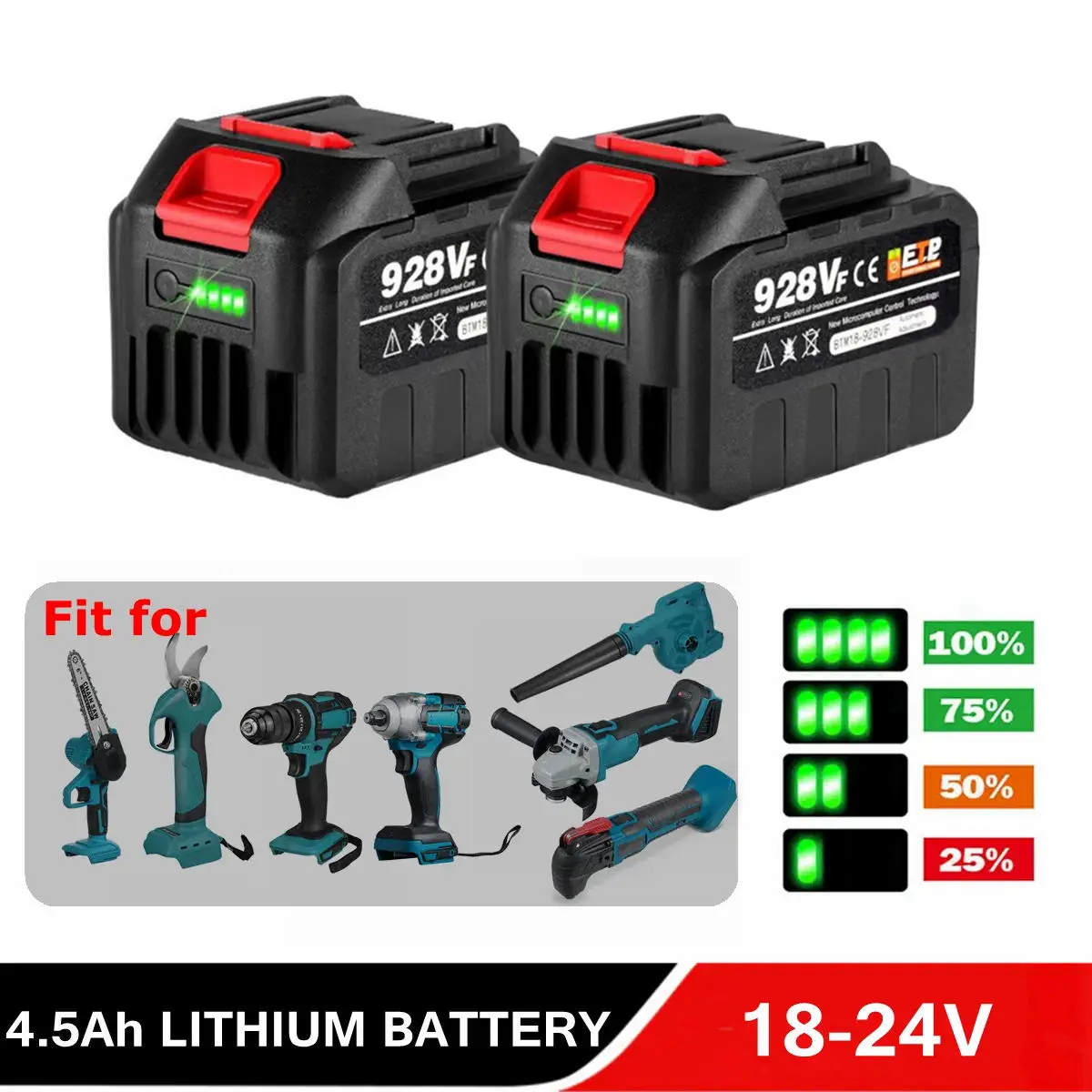 18V 20V 21V 4500mAh Rechargeable Lithium Ion Battery With Battery indicator For Makita BL1830 BL1840 BL1850 Power Tool Battery