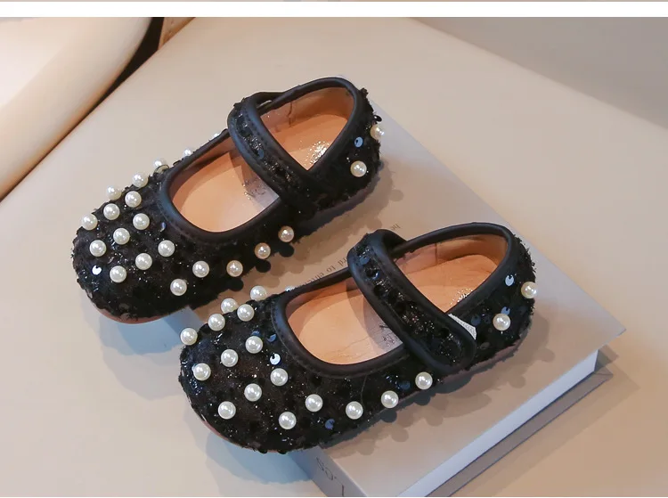 Mädchen-Tanzschuhe, elegante runde Zehen, flache Kinderschuhe, rutschfeste weiche Sohle, 2025, neue Mädchen-Prinzessinnenschuhe mit süßer Perle, Trend – Detail 10