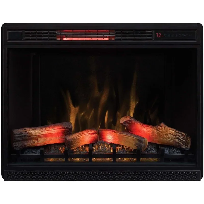 ClassicFlame 33" 3D Infrared Quartz Electric Fireplace Insert with Safer Plug and Safer Sensor, Black